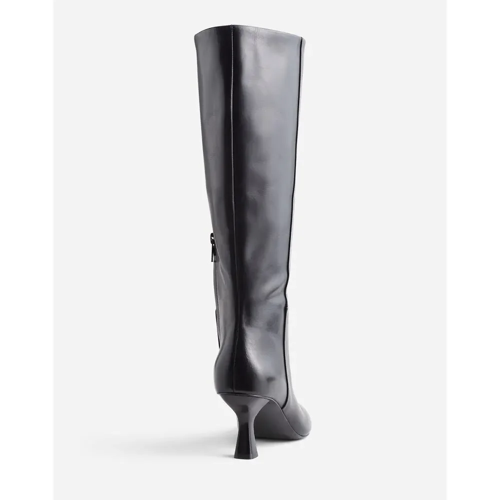 Madewell Women's The Justine Knee Boots Leather Upper True Black Size 9.5 NWOB
